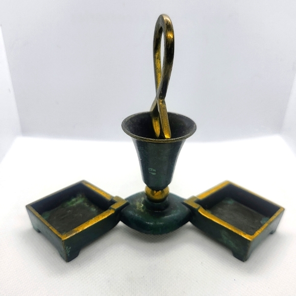 DAYAGI Style Holder Israel Judaica Handle Enamel Metal Salt Pepper Oil Vinegar - Picture 1 of 8